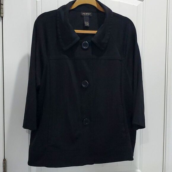 Lane Bryant Women’s Black, 3/4 Sleeve pea coat Style Jacket, Size 22/24 - Picture 1 of 7